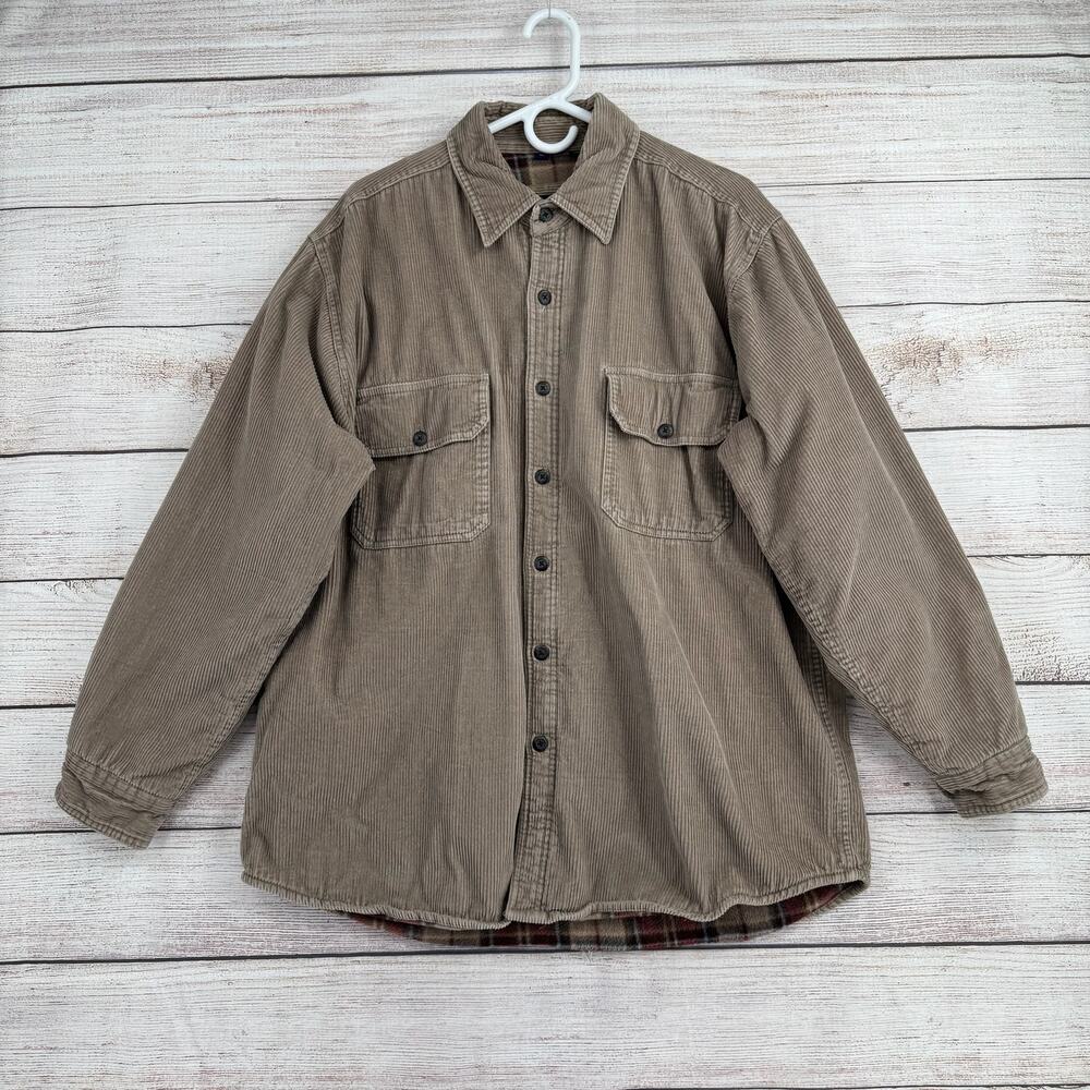 Club Room Flannel Lined Corduroy Shacket Shirt Jacket Mens XL Brown